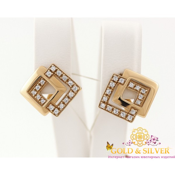 ЖІночі золоті сережки «Геометрія сяйва» фіаніти 4,19 г. 23125 , Gold &amp Silver Gold & Silver, Украина